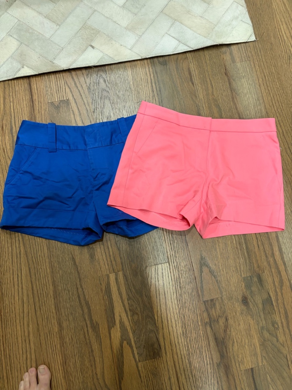 Alice + Olivia Coral Pink and Cobalt Blue High-Waist Shorts Duo